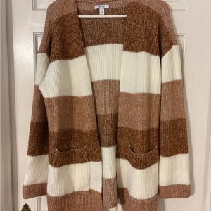 Nine West Brown and Cream Striped Cardigan